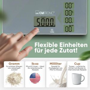 Produktbild für Küchenwaage Clatronic KW 3820, mit Tara-Funktion, Teilung 1 g