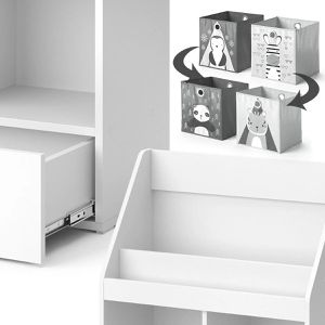 Produktbild für Bücherregal Vicco Luigi, weiß, mit 2 Faltboxen