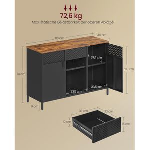 Produktbild für Sideboard Songmics LSC204B01, aus Metall, schwarz