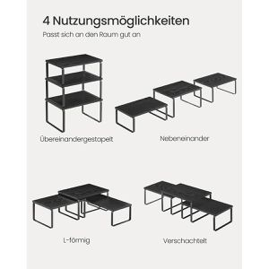 Produktbild für Küchenregal Songmics KCS220B01, schwarz, 3er Set