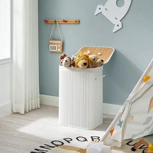 Produktbild für Wäschekorb Songmics LCB010W01, weiß, mit Deckel