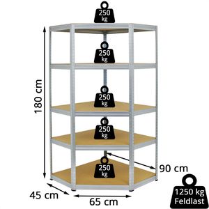 Produktbild für Schwerlastregal PROREGAL Slim Elephant, 5 Holzböden