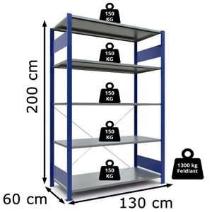 Produktbild für Schwerlastregal Schulte 12760-130-B, 5 Metallböden