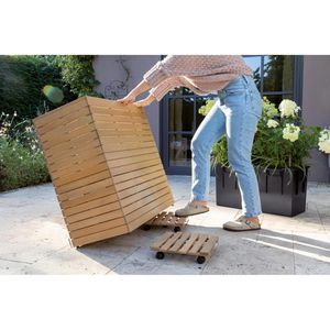 Produktbild für Pflanzenroller Lechuza Natural Wood 16781, bis 80kg, 37 x 37cm