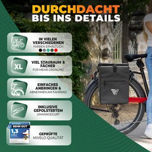 Produktbild für Gepäckträgertasche Mivelo Max, schwarz, 22 Liter