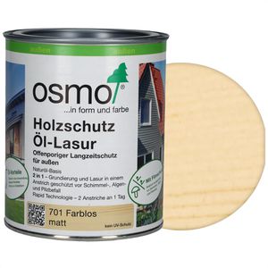 Osmo Holzlasur Holzschutz Öl-Lasur, 0,75l, außen, 701 farblos matt