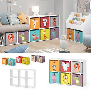 Produktbild für Bücherregal Vicco 81902, weiß, mit 6 Faltboxen