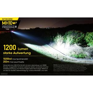 Produktbild für Taschenlampe Nitecore MH10 V2 Hybrid LED aufladbar