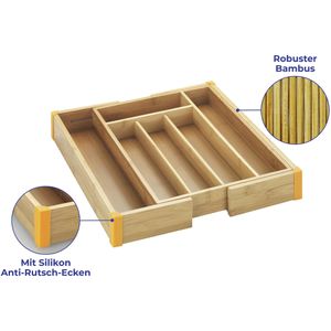Produktbild für Besteckkasten Wenko 27861500, braun, aus Bambus