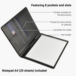 Produktbild für Schreibmappe DESQ 3692 Business Classy, schwarz, Echt Leder