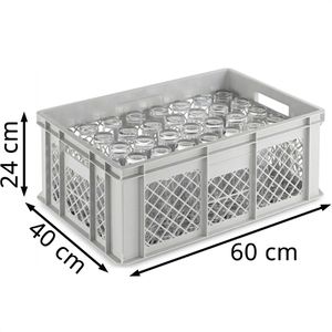 Produktbild für Eurobox Alpha-Paletten Gläserkiste, grau, 46 Liter