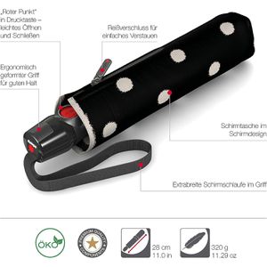 Produktbild für Regenschirm Knirps T.200 M Duomatic, dot art black, sturmfest