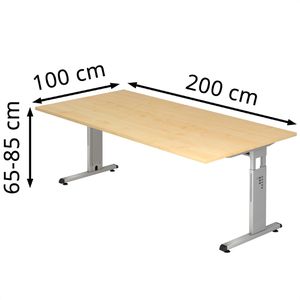 Produktbild für Schreibtisch Hammerbacher O-Serie, ahorn / silber