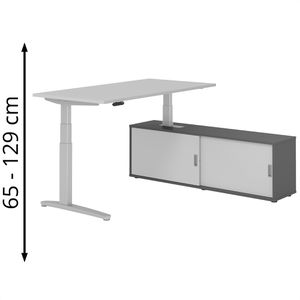 Produktbild für Schreibtisch Hammerbacher XBHM 30302, lichtgrau, mit Sideboard