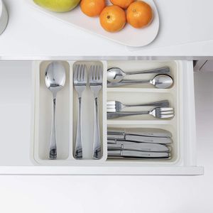 Produktbild für Besteckkasten Relaxdays 10027748, weiß, aus Kunststoff
