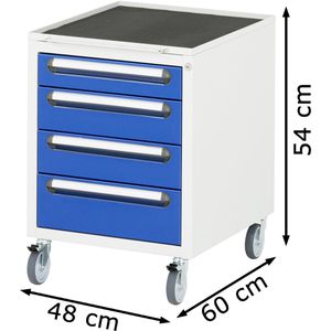 Produktbild für Rollcontainer Rau EUS34AME12, aus Metall, lichtgrau / blau