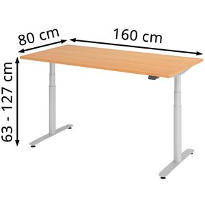 Produktbild für Schreibtisch Hammerbacher XDLR16, buche / silber