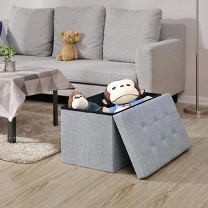 Produktbild für Sitztruhe Songmics hellgrau, 76 x 38 x 38cm