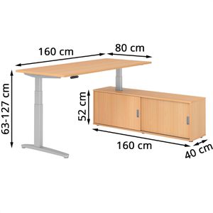 Produktbild für Schreibtisch Hammerbacher XDSM, 29573, buche, mit Sideboard
