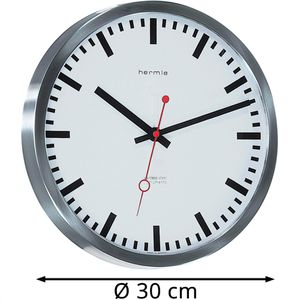 Produktbild für Wanduhr Hermle Grand Central 30471, Edelstahl, analog, Funkuhr