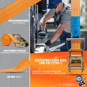 Produktbild für Spanngurt NTG LS.7502, rot, mit Ratsche