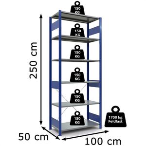 Produktbild für Schwerlastregal Schulte 12651-B, 6 Metallböden