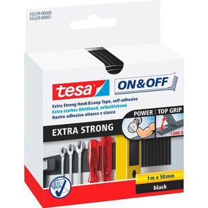 Klettband Tesa On & Off 55229 extrastark, schwarz