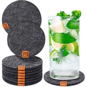 Untersetzer Miqio mit Leder Applikation, rund