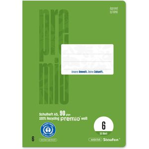 Produktbild für Schulheft Staufen Premio, 040781006, Recycling, A5