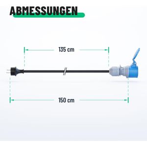 Produktbild für CEE-Adapter Absina 911009, Länge 1,5 m