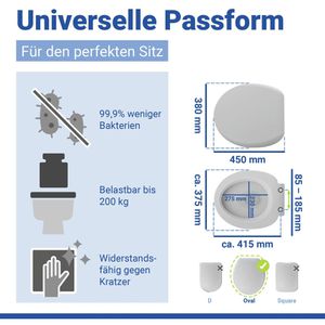 Produktbild für WC-Sitz Wenko Astera 22409100, oval, aus Duroplast
