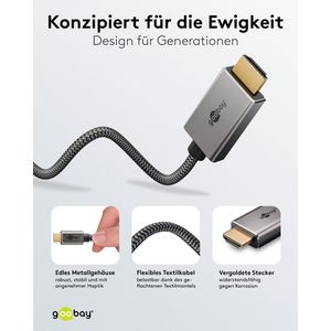 Produktbild für HDMI-Kabel Goobay 75701 HDMI 2.0, vergoldete Stecker