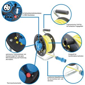 Produktbild für Kabeltrommel Kalle-das-Kabel Camping H07BQ-F in gelb, 25 m