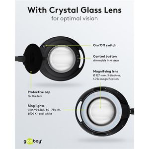 Produktbild für Lupenleuchte Goobay 64988 SMD, 127 mm Glaslinse, dimmbar, LED