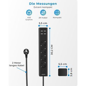 Produktbild für Steckdosenleiste Voomy Power S4, mit 2m Kabel