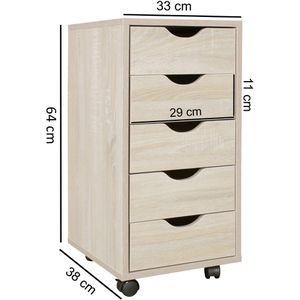 Produktbild für Rollcontainer Wohnling Mina WL5.174, aus Holz, sonoma eiche