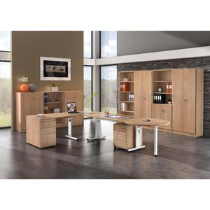 Produktbild für Schreibtisch Hammerbacher O-Serie, nussbaum / weiß