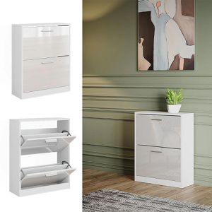 Produktbild für Schuhschrank Vicco Gizmo, weiß / weiß hochglanz