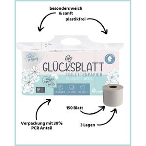 Produktbild für Toilettenpapier Glücksblatt Klassisch Weiß