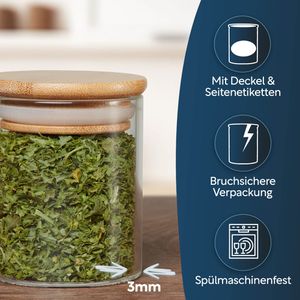 Produktbild für Gewürzgläser Clidor aus Glas, mit Bambusdeckel