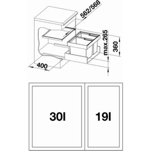 Produktbild für Einbaumülleimer BLANCO Flexon II 60/2, 521471