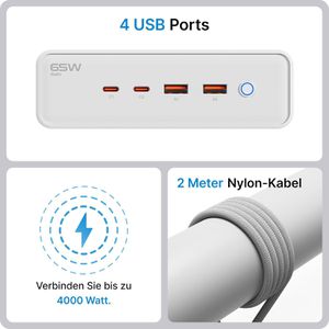 Produktbild für Steckdosenleiste Voomy Power S20 65W, mit 2m Kabel