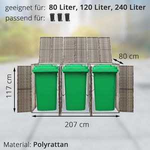 Produktbild für Mülltonnenbox vidaXL 319866, Polyrattan