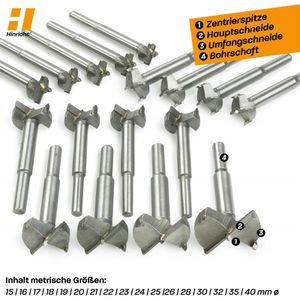Forstnerbohrer-Set 16-teilig – 15-35 Mm, Aus Hartmetall, Für Holz & Kunststoff