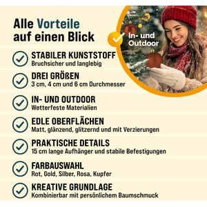 Produktbild für Weihnachtskugeln Deuba 102113, bronze