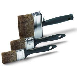 Schuller Malerpinsel Timber FS Set, 3-teilig, Flachpinsel in 3 verschiedenen Größen, Chinaborste