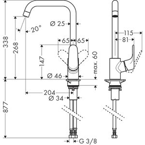 Produktbild für Küchenarmatur hansgrohe Focus M41, schwarz matt