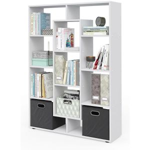 Produktbild für Bücherregal Vicco 54302, weiß, mit 2 Faltboxen