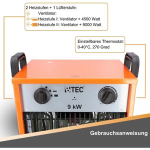 Produktbild für Heizlüfter BTEC 120863, mit 3 Stufen bis 9000 Watt
