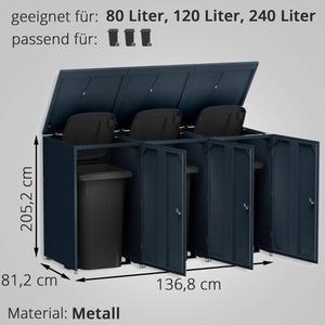 Produktbild für Mülltonnenbox Metzler MTB25C-AN-3X, Metall